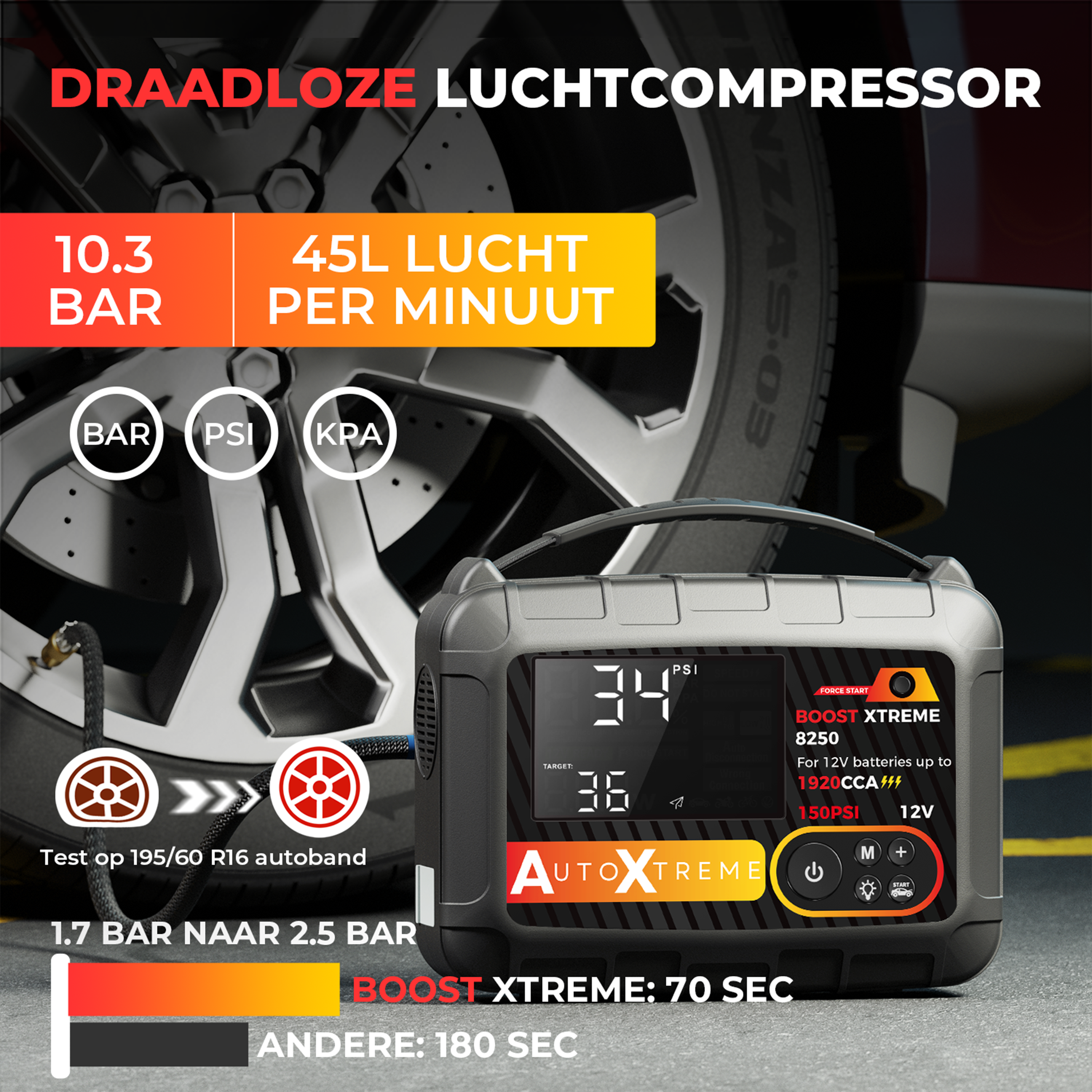 Boost Xtreme 8250 - 1920CCA - Jumpstarter Compressor
