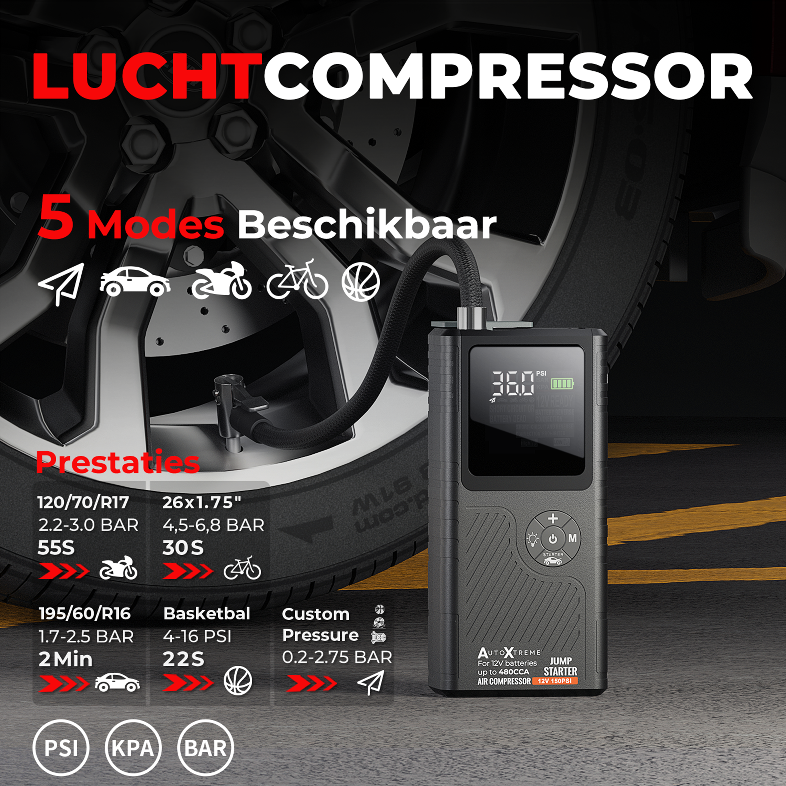Boost Air Micro - 480 CCA - Jumpstarter Compressor