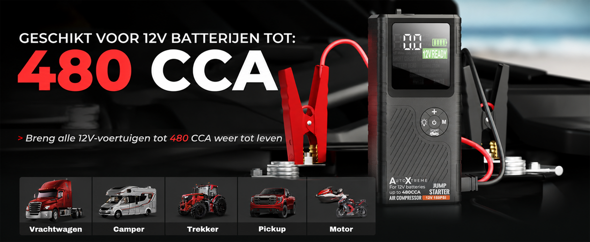Boost Air Micro geschikt voor 12V-accu's tot 480 CCA, bepaald op de CCA-waarde