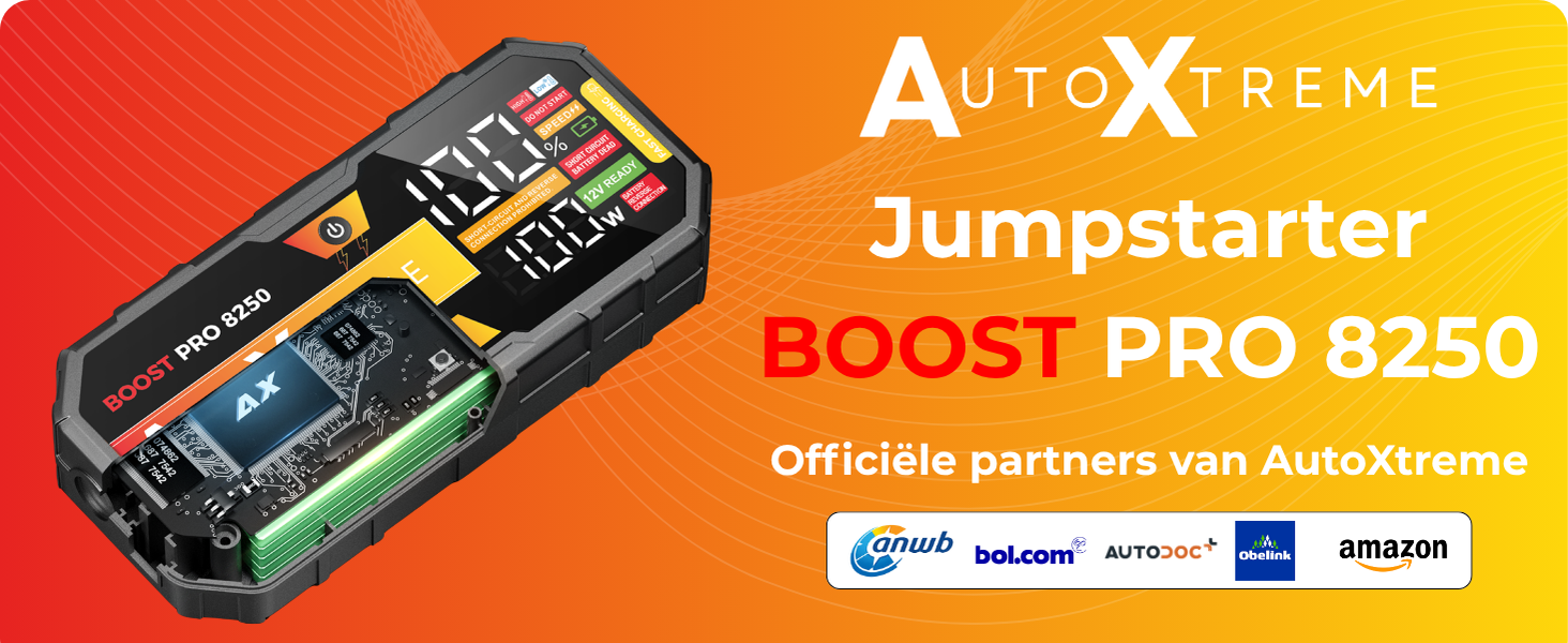 AutoXtreme Boost Pro 8250 jumpstarter, 960 CCA, met officiele partners ANWB, Bol.com, Autodoc en Amazon