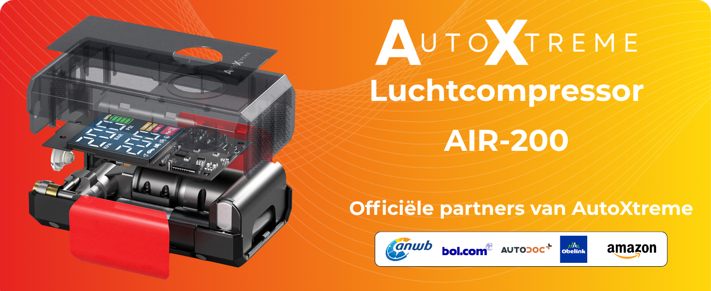 AutoXtreme Air-200 draagbare luchtcompressor van 12V met display en luchtslang