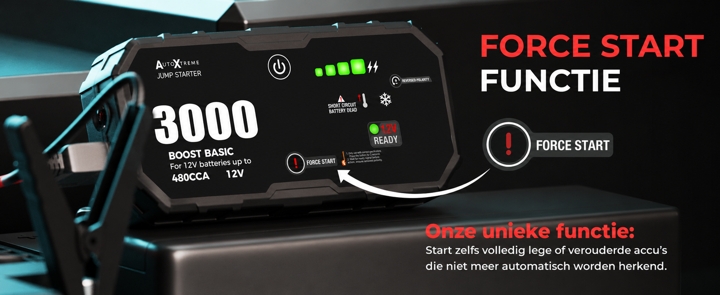 Boost Basic geforceerde startfunctie voor een diep ontladen accu