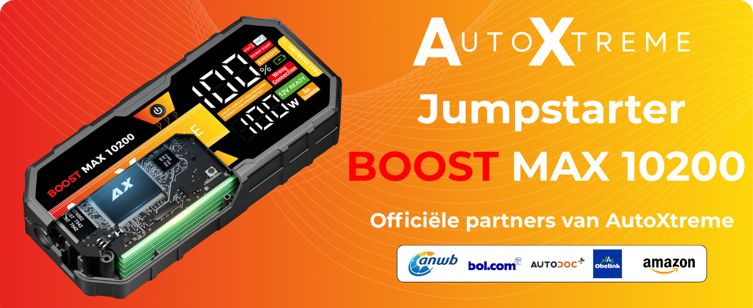 AutoXtreme Boost Max 10200 jumpstarter, 1440 CCA, met officiële partners ANWB, Bol.com, Autodoc en Amazon
