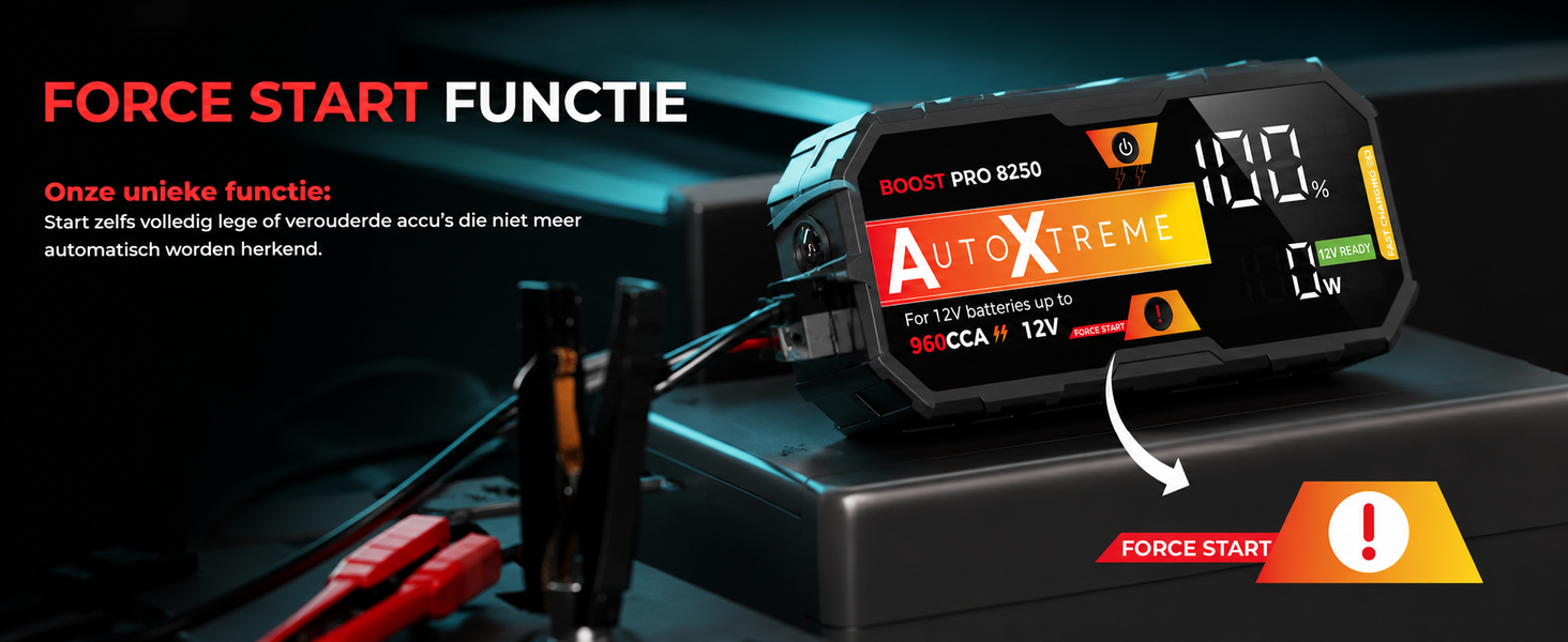 Boost Pro geforceerde startfunctie: start ook een diep ontladen accu onder 5 volt handmatig