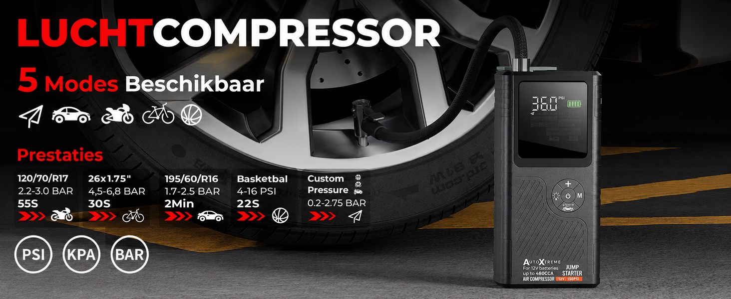 Boost Air Micro met ingebouwde luchtcompressor voor banden