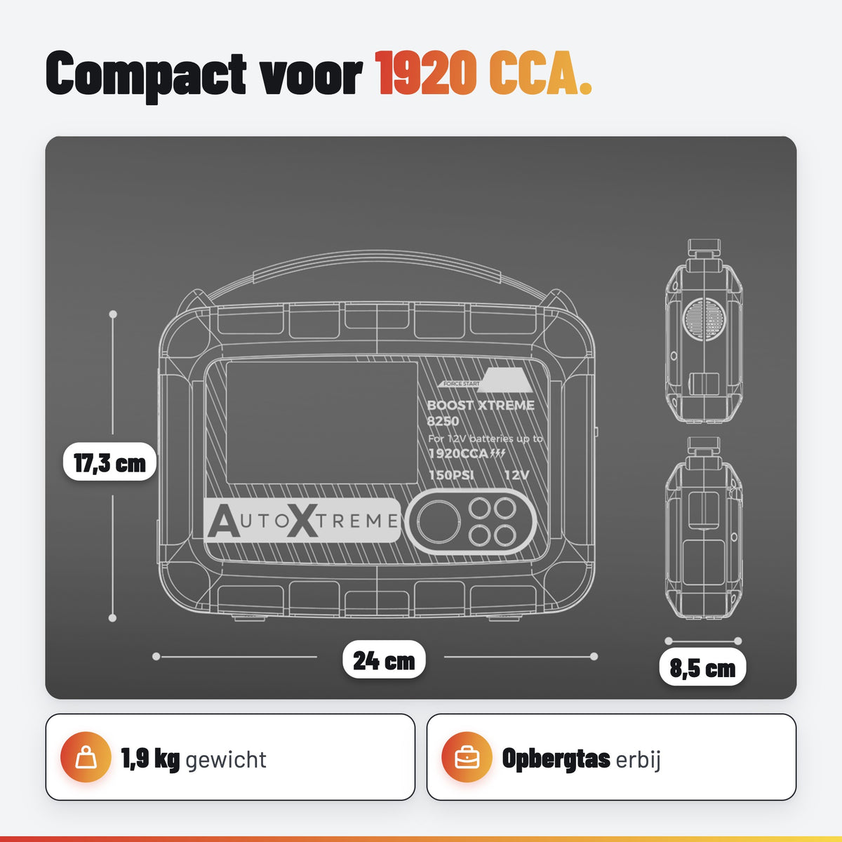 AutoXtreme Boost Xtreme 8250: afmetingen